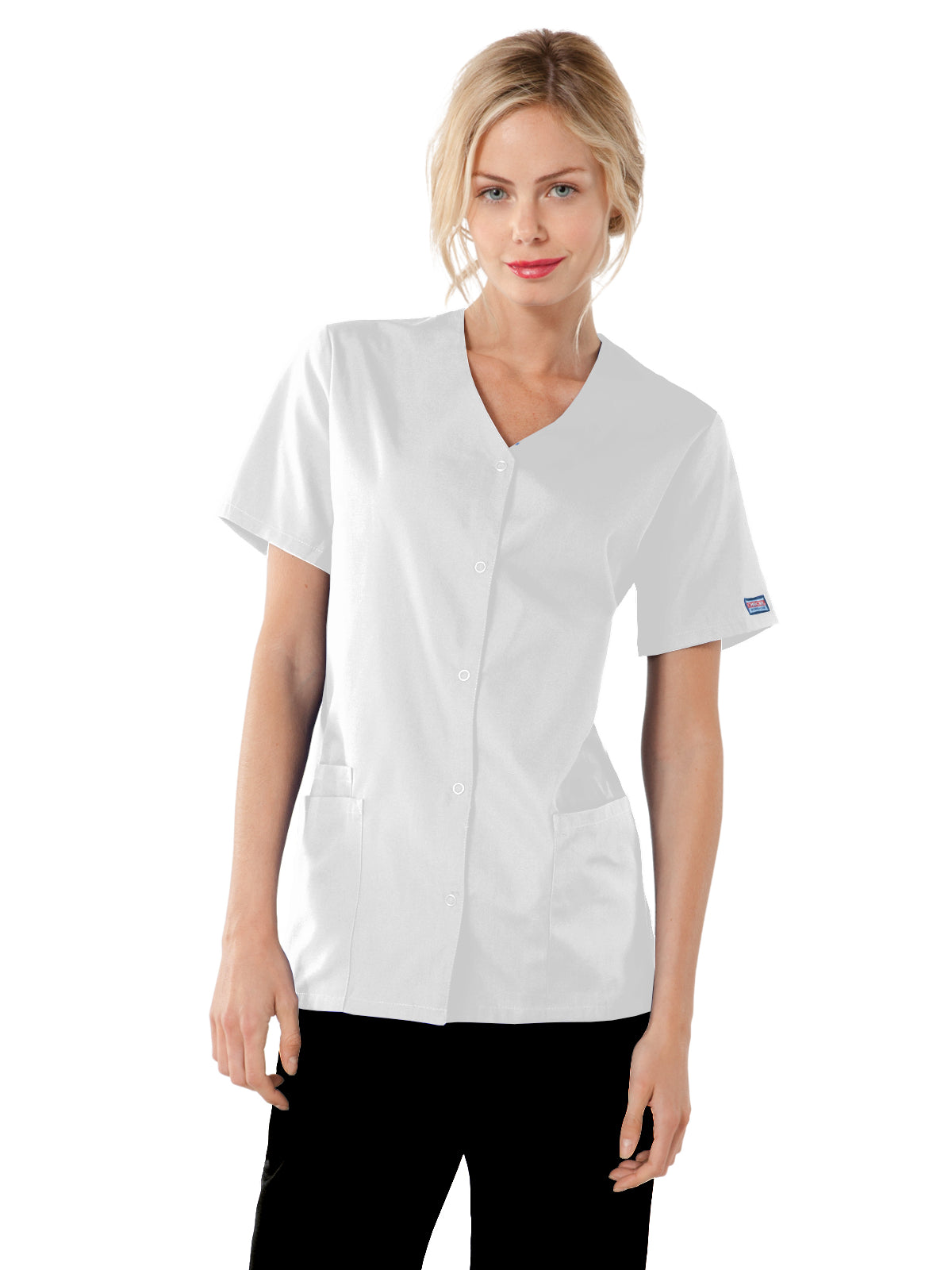 Women's Snap Front Scrub Top - 4770 - White