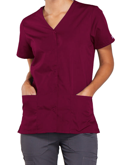 Women's Snap Front Scrub Top - 4770 - Wine