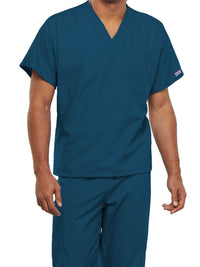 Unisex 1-Pocket V-Neck Top - 4777 - Caribbean Blue