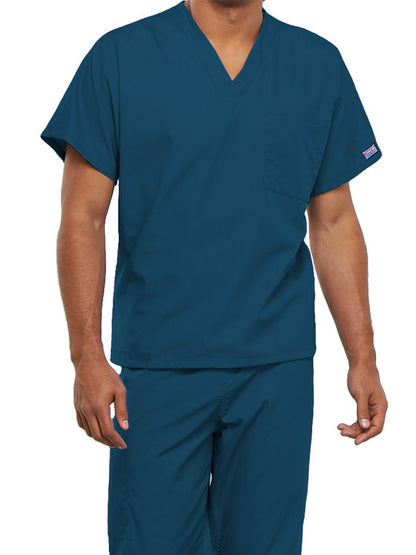 Unisex 1-Pocket V-Neck Scrub Top - 4777 - Caribbean Blue