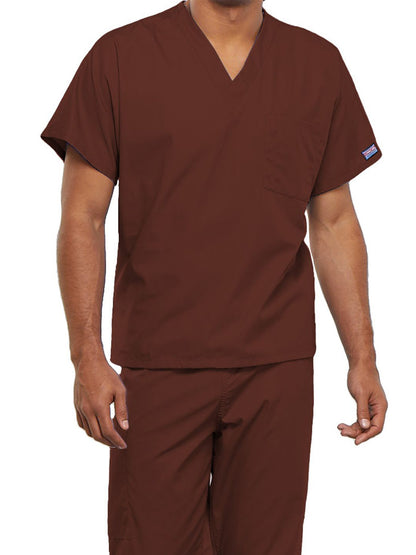 Unisex 1-Pocket V-Neck Scrub Top - 4777 - Chocolate