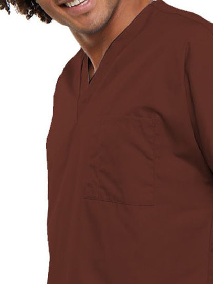 Unisex 1-Pocket V-Neck Scrub Top - 4777 - Chocolate