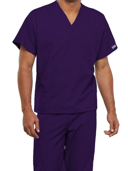 Unisex 1-Pocket V-Neck Scrub Top - 4777 - Eggplant