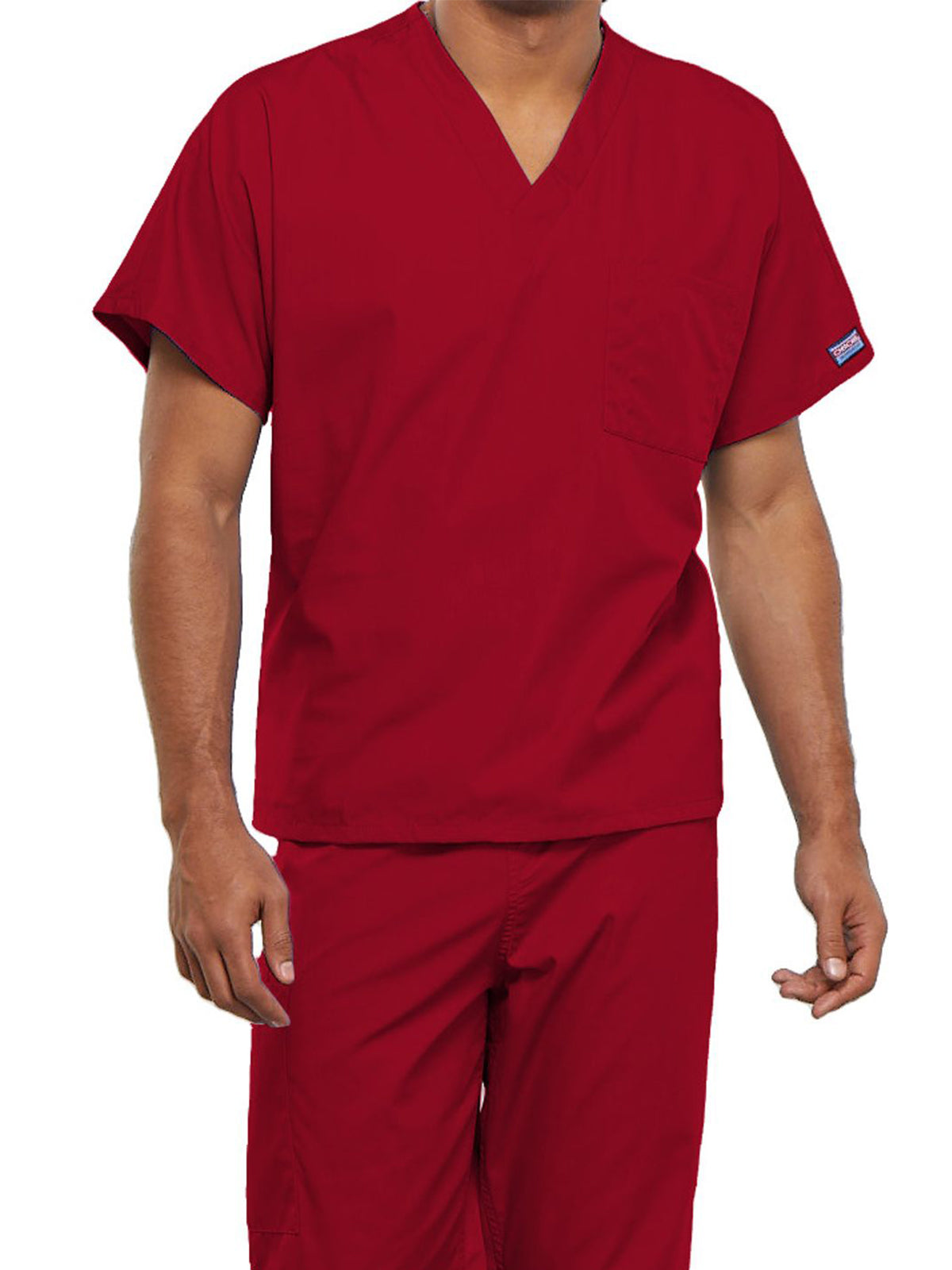 Unisex 1-Pocket V-Neck Scrub Top - 4777 - Red