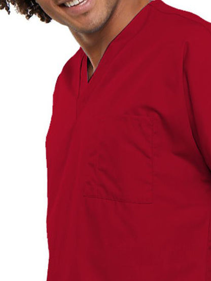 Unisex 1-Pocket V-Neck Scrub Top - 4777 - Red