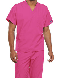 Unisex 1-Pocket V-Neck Top - 4777 - Shocking Pink