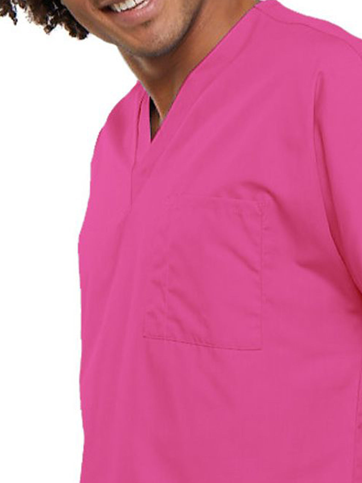 Unisex 1-Pocket V-Neck Scrub Top - 4777 - Shocking Pink