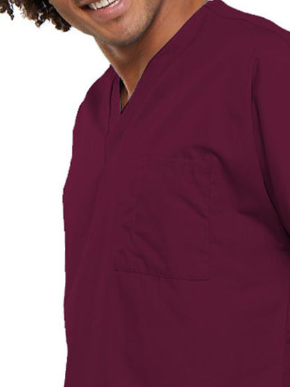 Unisex 1-Pocket V-Neck Scrub Top - 4777 - Wine