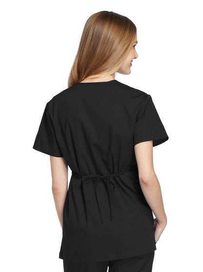 Women's Tie-Back Mock Wrap Top - 4801 - Black