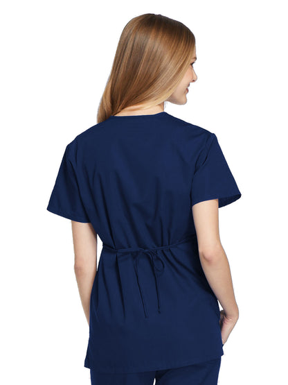 Women's Tie-Back Mock Wrap Top - 4801 - Navy