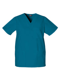 Unisex 3-Pocket V-Neck Top - 4876 - Caribbean Blue