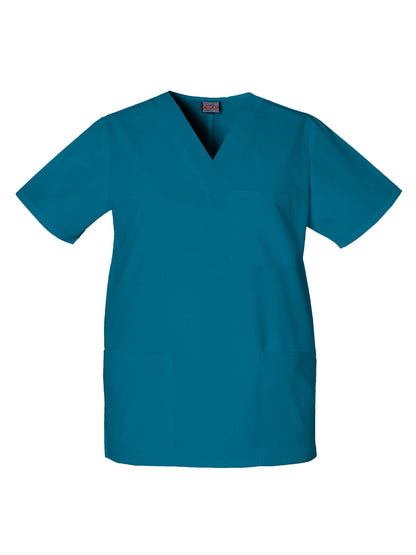 Unisex 3-Pocket V-Neck Scrub Top - 4876 - Caribbean Blue