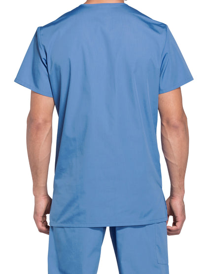 Unisex 3-Pocket V-Neck Scrub Top - 4876 - Ciel