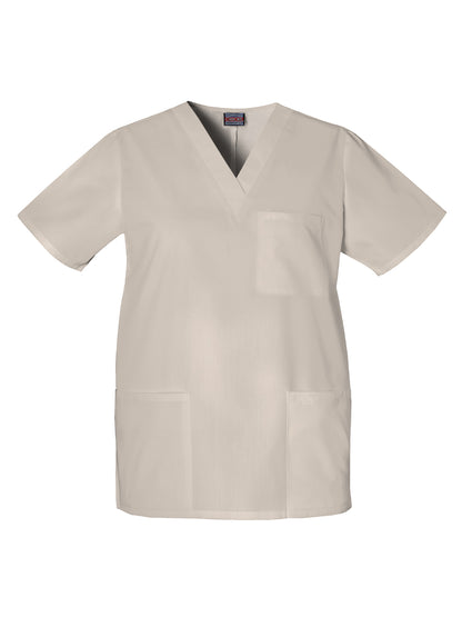 Unisex 3-Pocket V-Neck Scrub Top - 4876 - Khaki