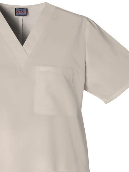 Unisex 3-Pocket V-Neck Scrub Top - 4876 - Khaki