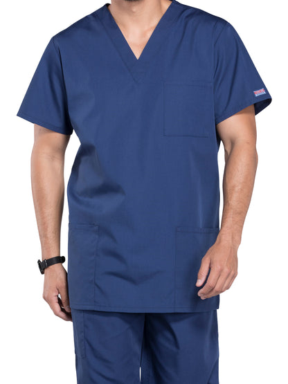 Unisex 3-Pocket V-Neck Scrub Top - 4876 - Navy