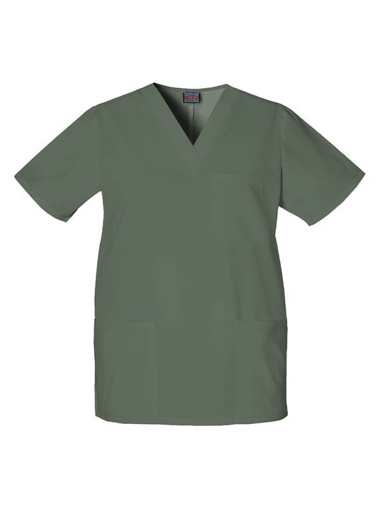 Unisex 3-Pocket V-Neck Scrub Top - 4876 - Olive