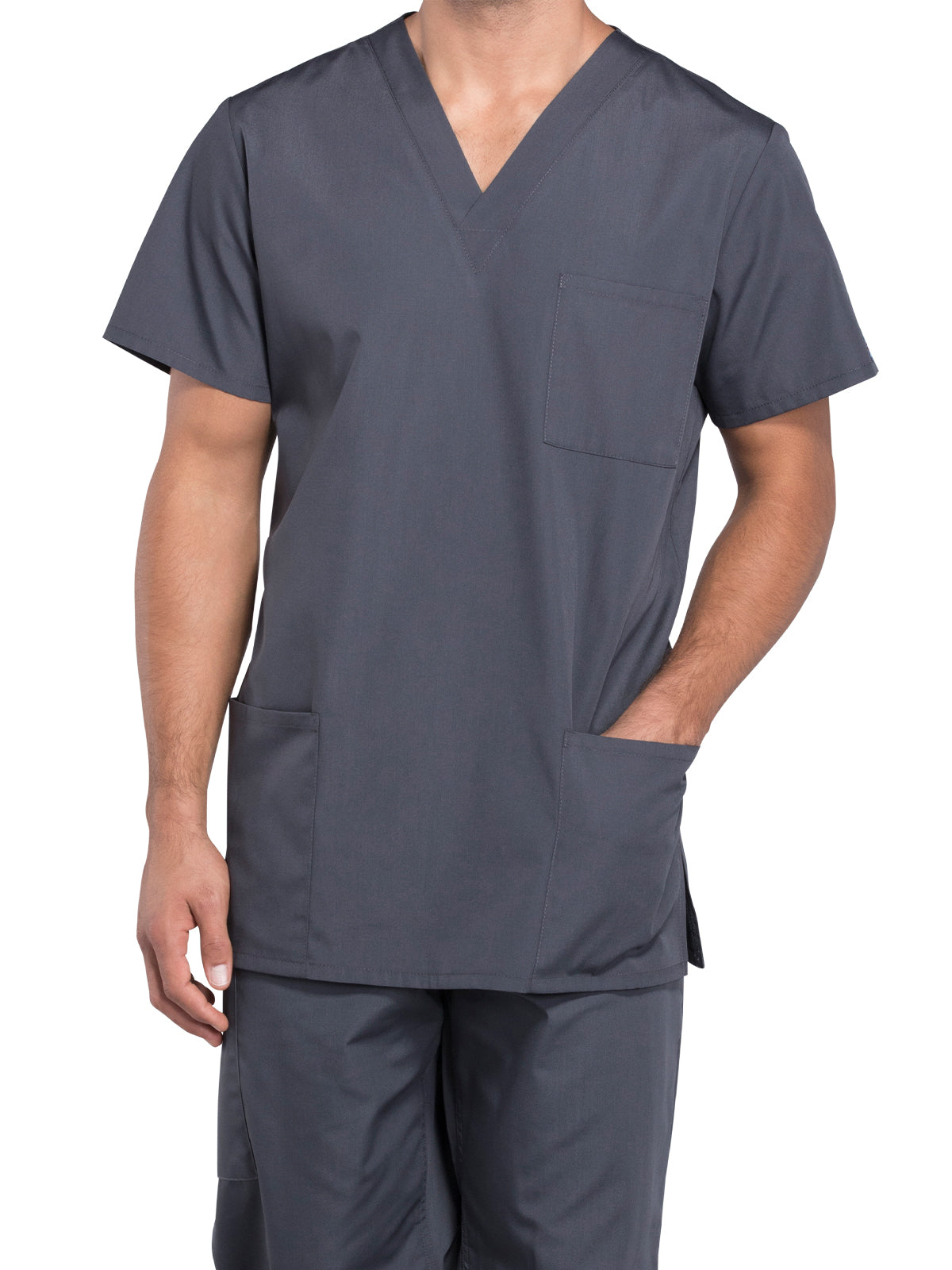 Unisex 3-Pocket V-Neck Scrub Top - 4876 - Pewter