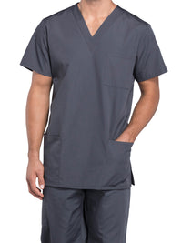 Unisex 3-Pocket V-Neck Top - 4876 - Pewter