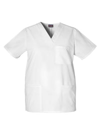 Unisex 3-Pocket V-Neck Top - 4876 - White