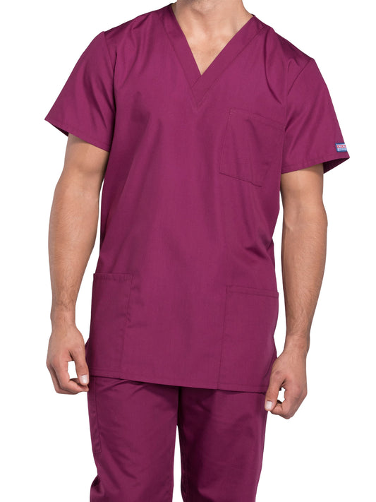 Unisex 3-Pocket V-Neck Scrub Top - 4876 - Wine