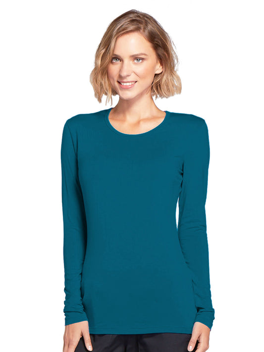 Women's Long Sleeve Underscrub Tee - 4881 - Caribbean Blue