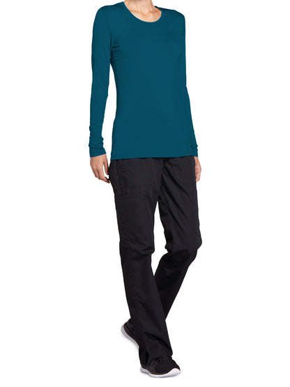 Women's Long Sleeve Underscrub Tee - 4881 - Caribbean Blue