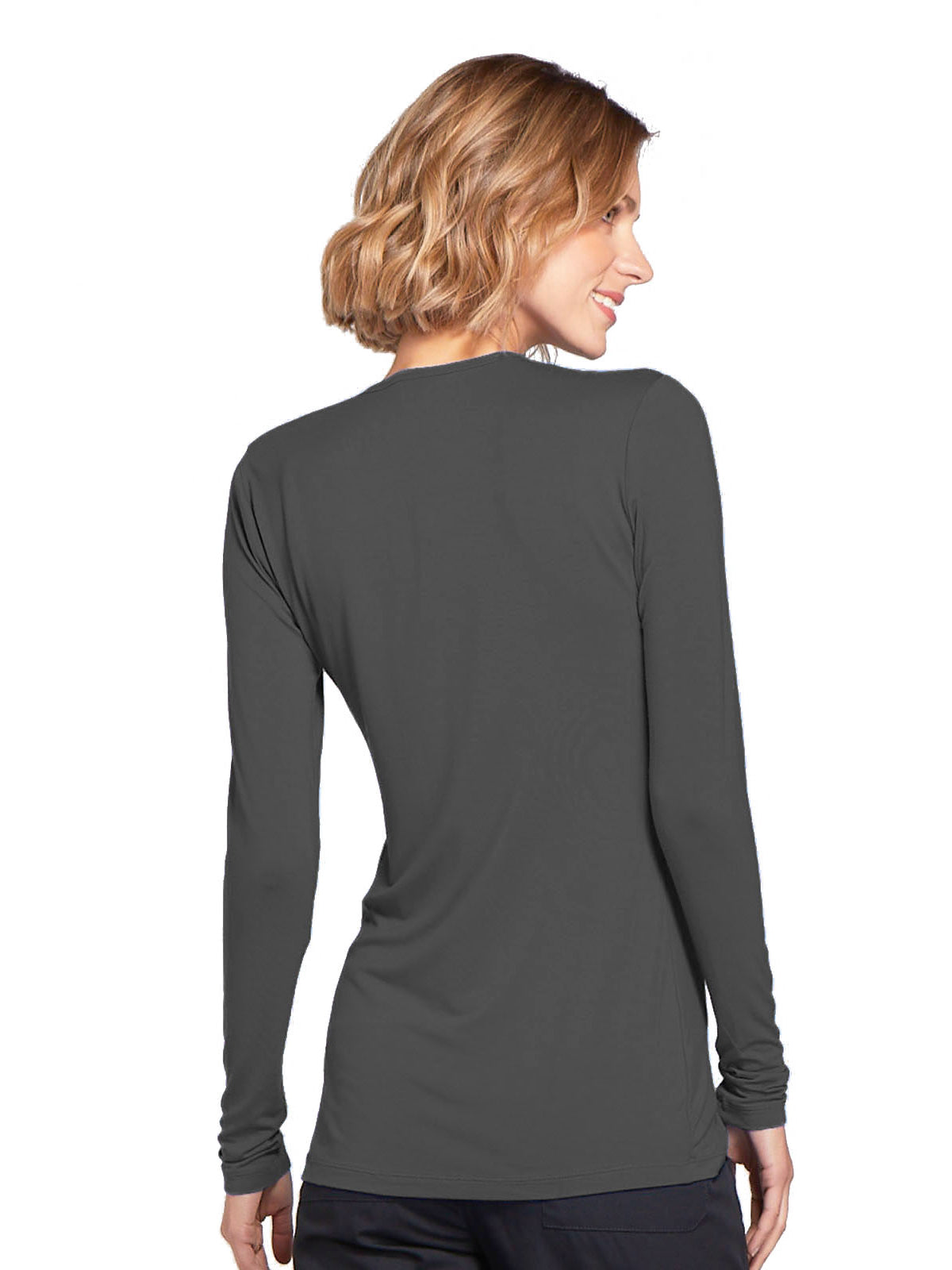 Women's Long Sleeve Underscrub Tee - 4881 - Pewter