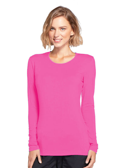 Women's Long Sleeve Underscrub Tee - 4881 - Shocking Pink