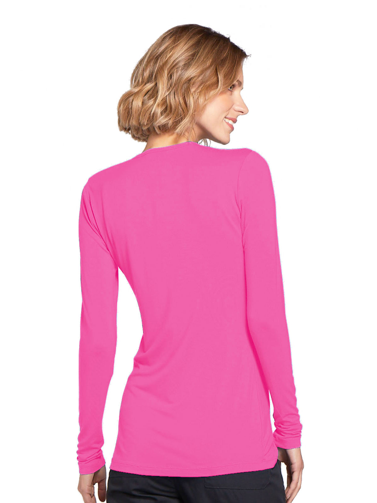 Women's Long Sleeve Underscrub Tee - 4881 - Shocking Pink