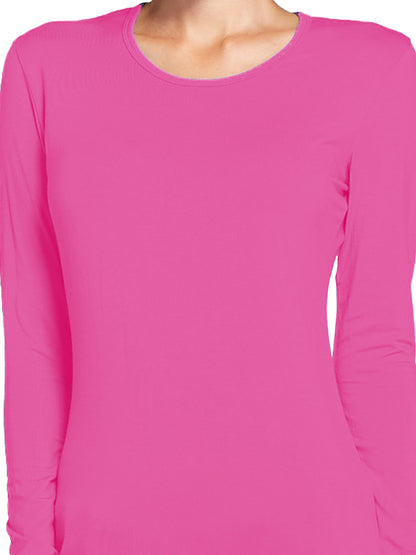 Women's Long Sleeve Underscrub Tee - 4881 - Shocking Pink