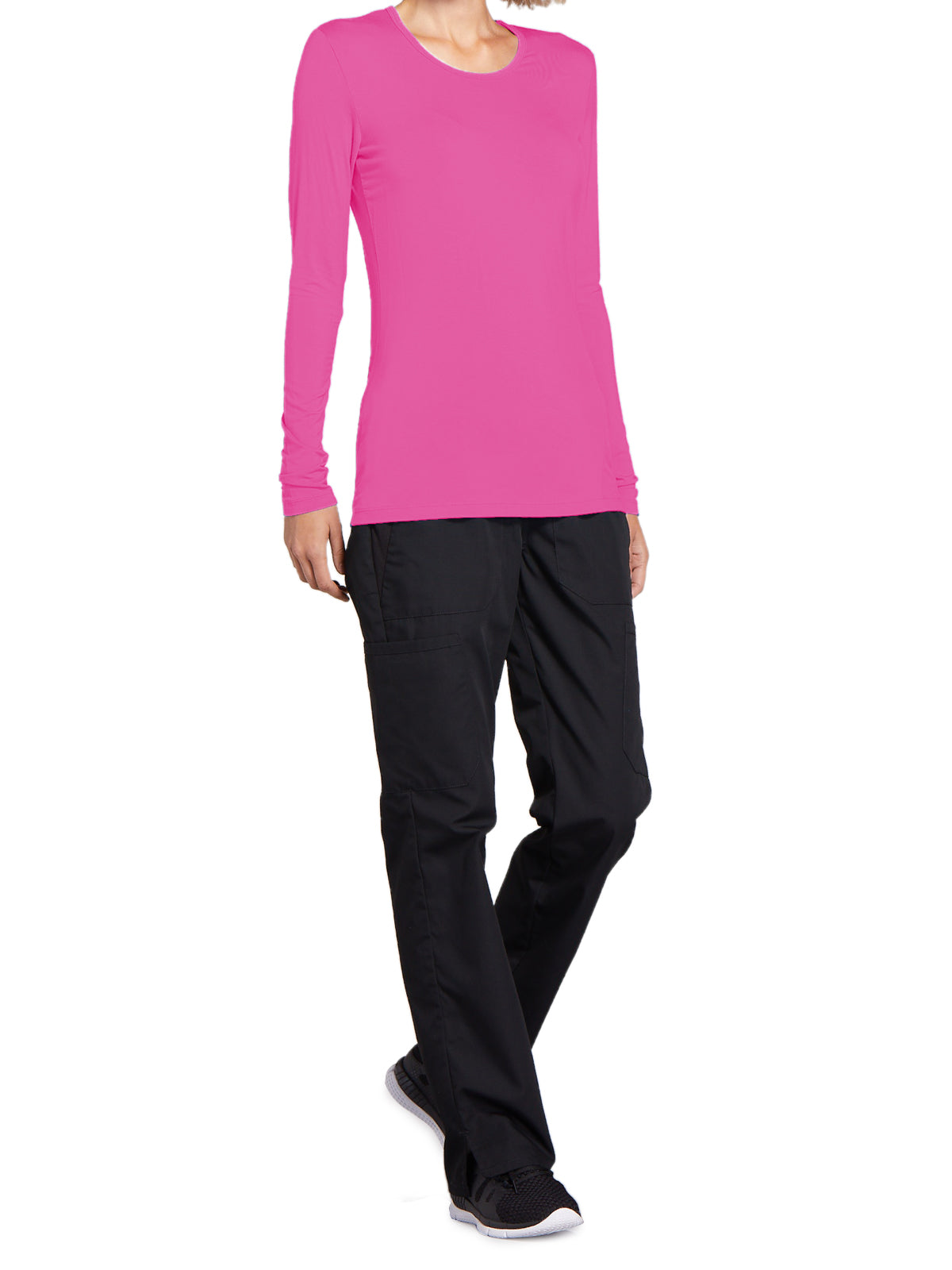 Women's Long Sleeve Underscrub Tee - 4881 - Shocking Pink