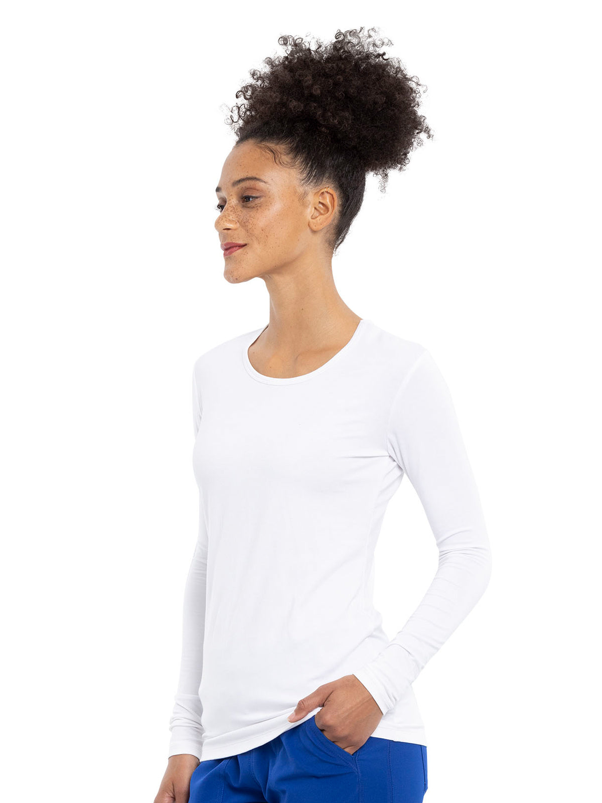 Women's Long Sleeve Underscrub Tee - 4881 - White