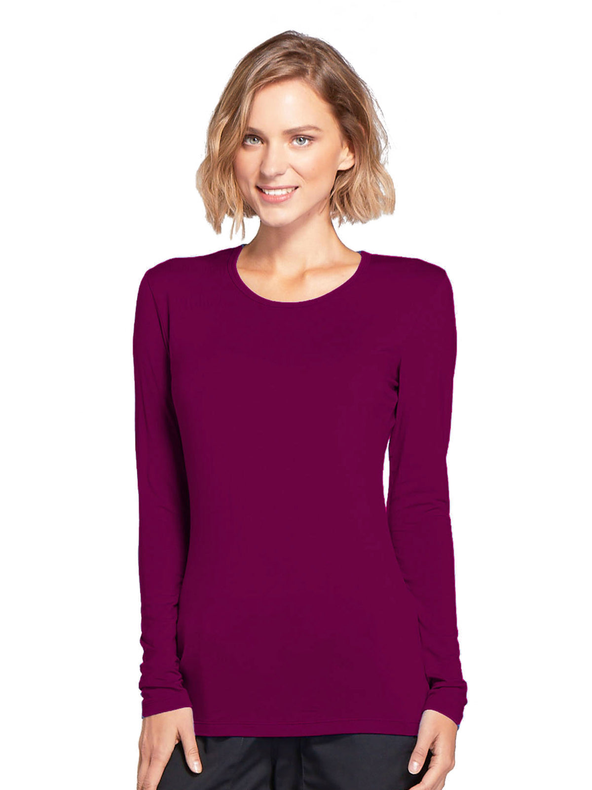 Women's Long Sleeve Underscrub Tee - 4881 - Wine