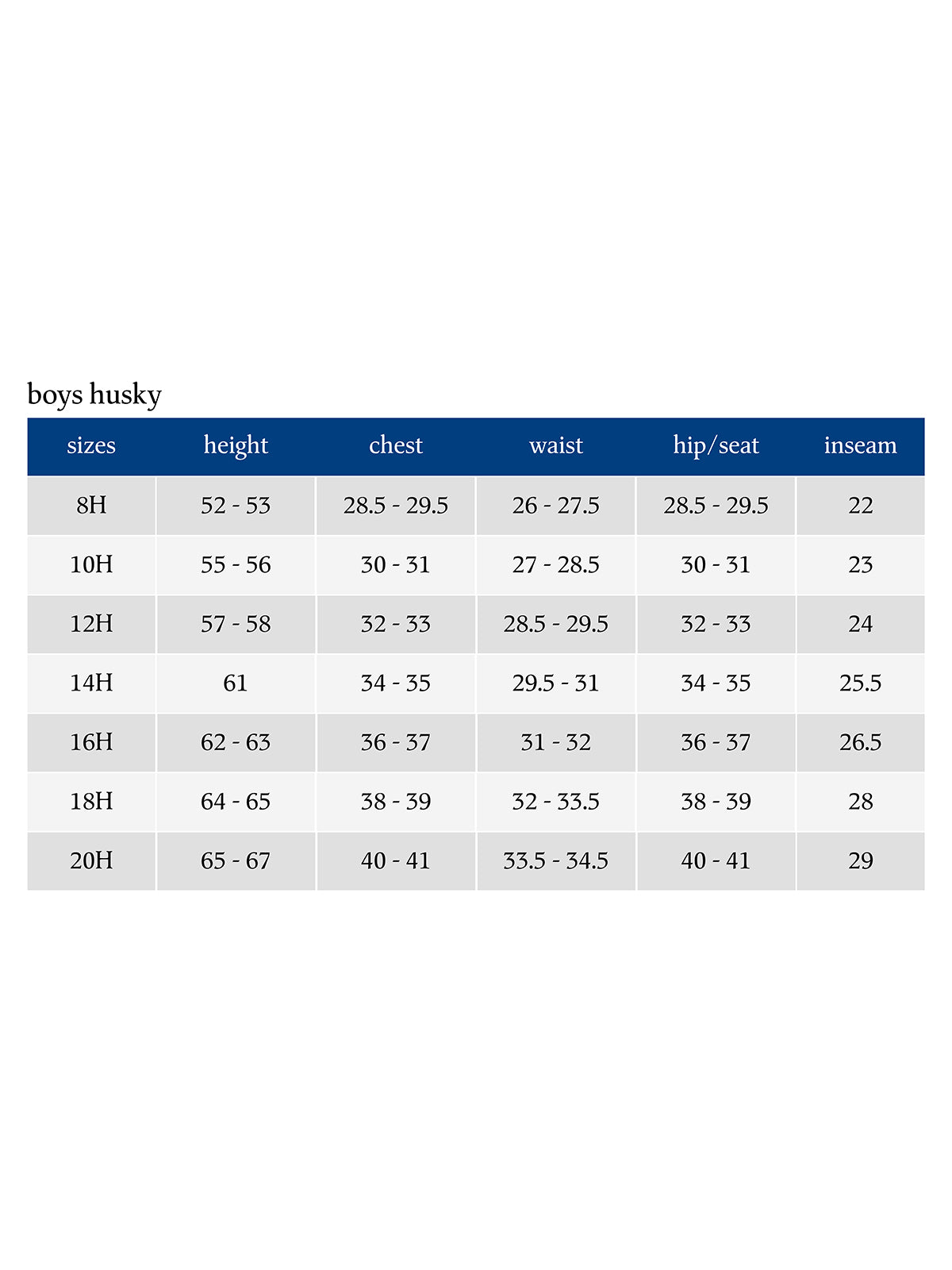 SIZECHART