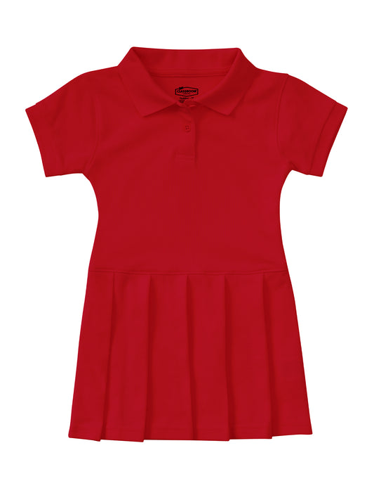 Girls' Pique Polo Dress for Preschool - 54120 - Red