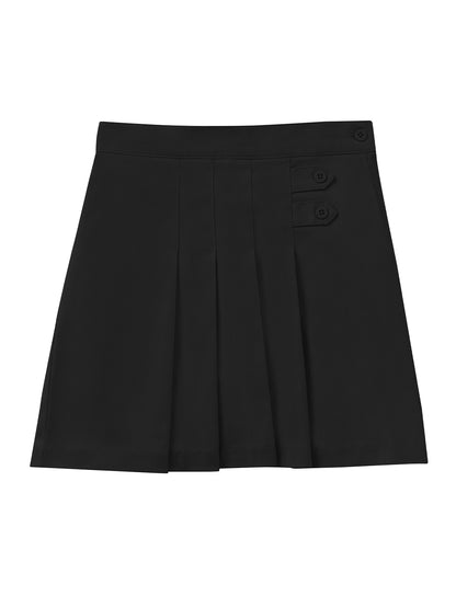 Girls' Plus Stretch Pleated Tab Scooter - 55123AZ - Black