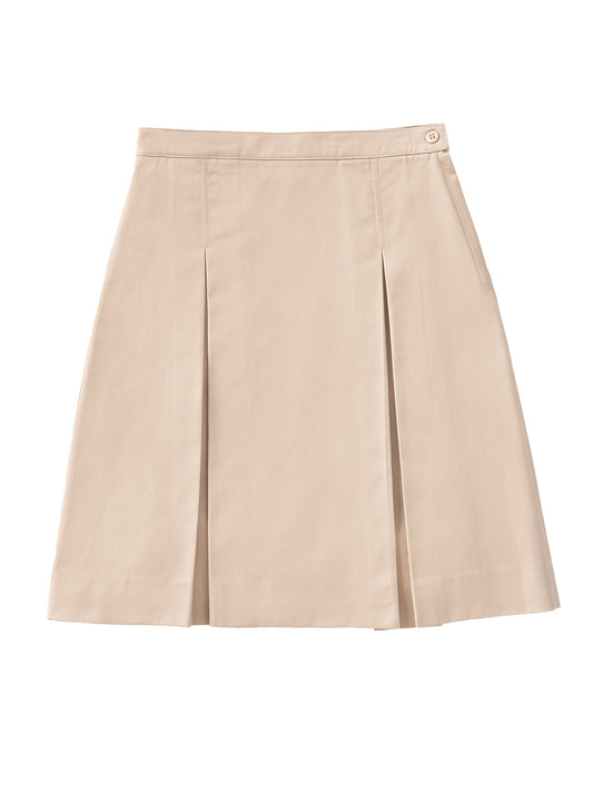 Girls' Adjustable Longer Length Kick Pleat Skirt - 55792A - Khaki