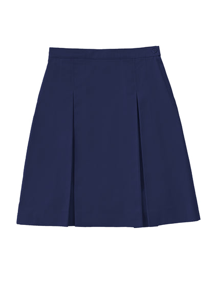 Girls' Plus Adjustable Longer Length Kick Pleat Skirt - 55793A - Dark Navy