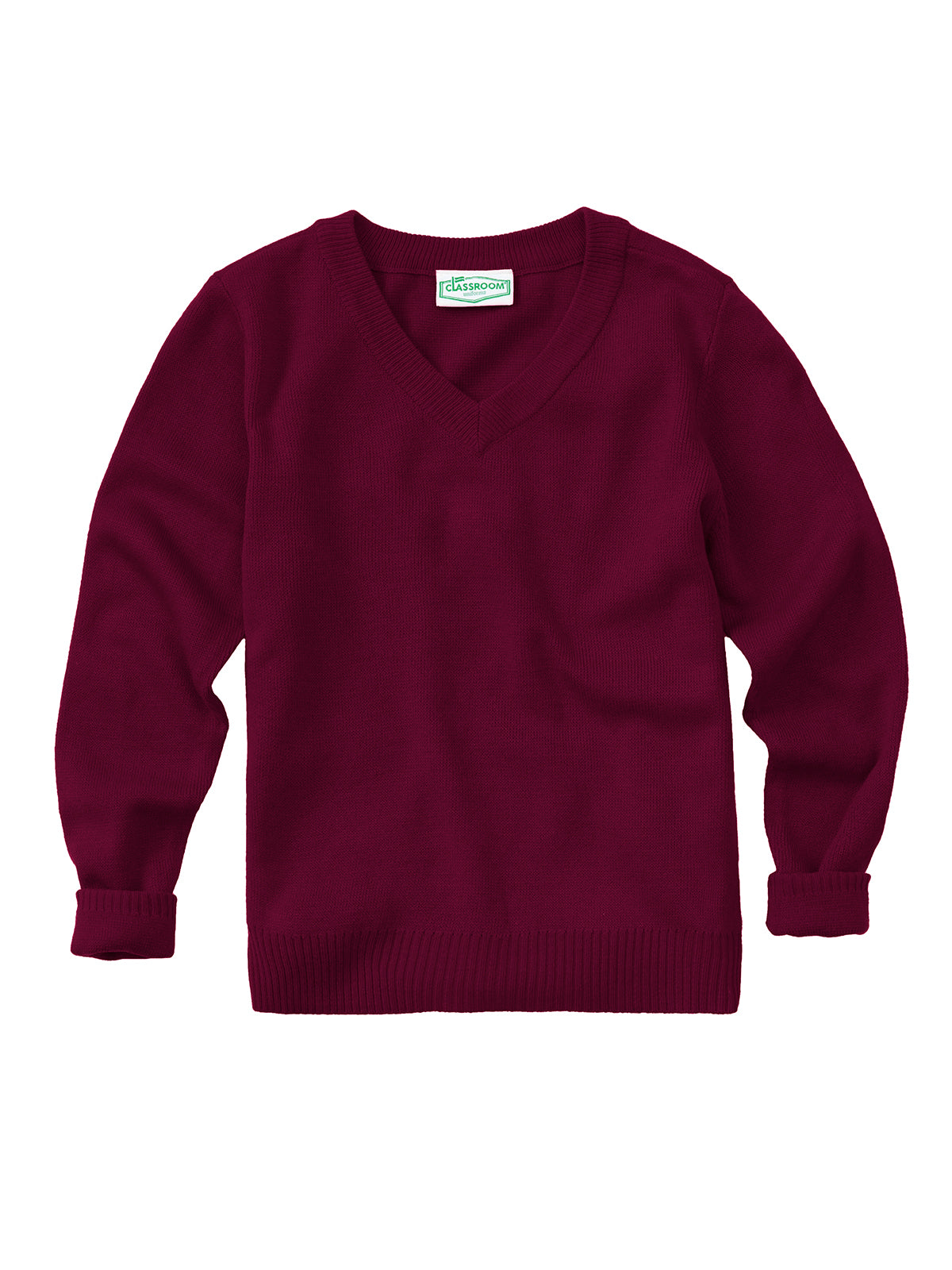 Youth Unisex Long Sleeve V-neck Sweater - 56702 - Burgundy