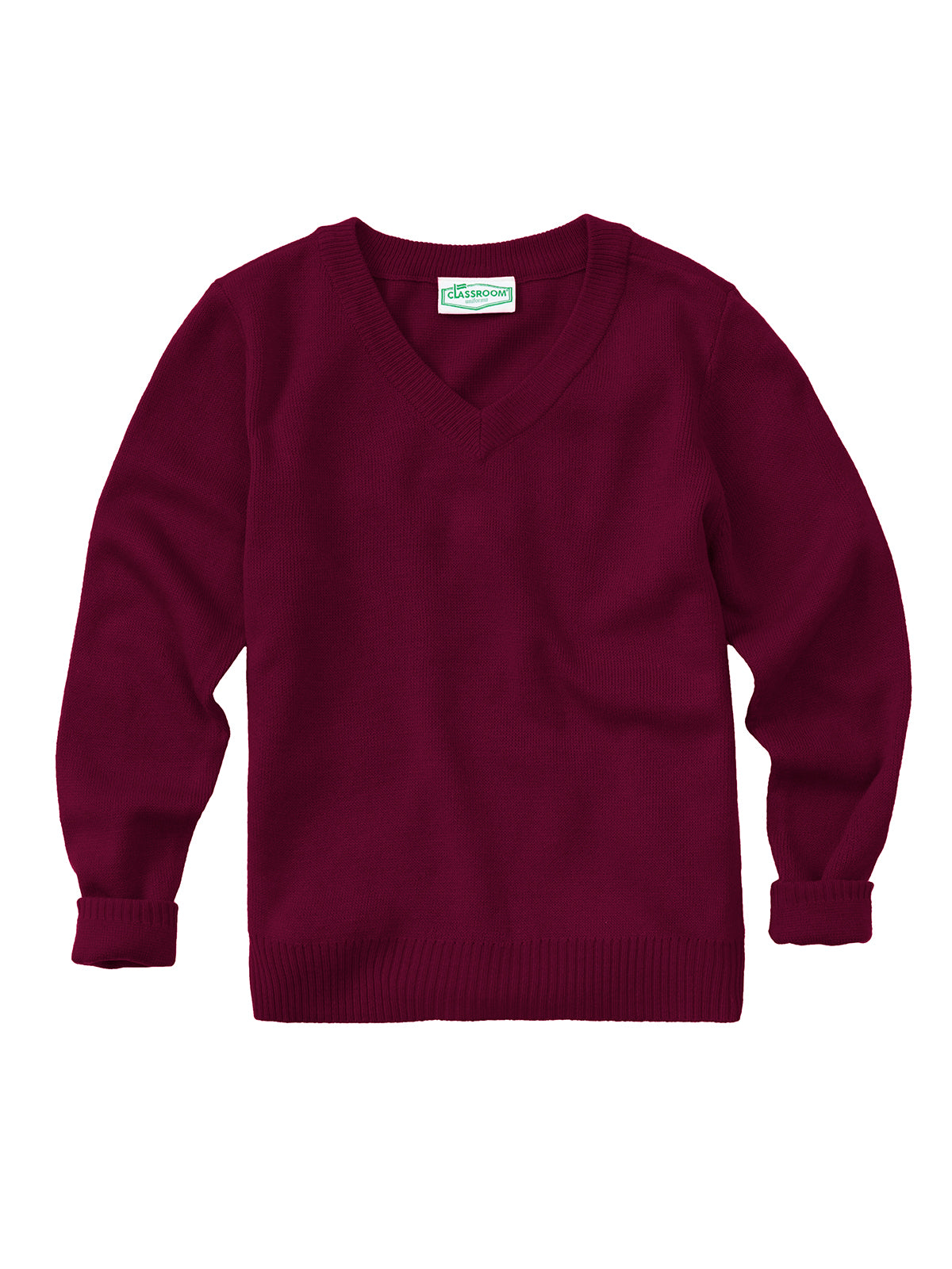 Adult Unisex Long Sleeve V-Neck Sweater - 56704 - Burgundy