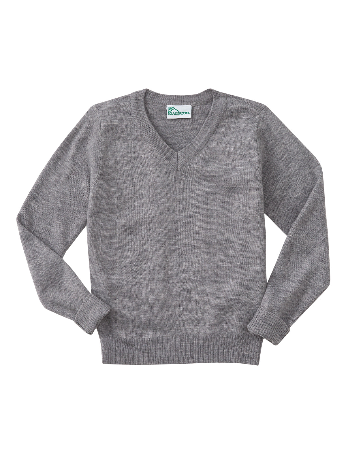 Adult Unisex Long Sleeve V-Neck Sweater - 56704 - Heather Gray