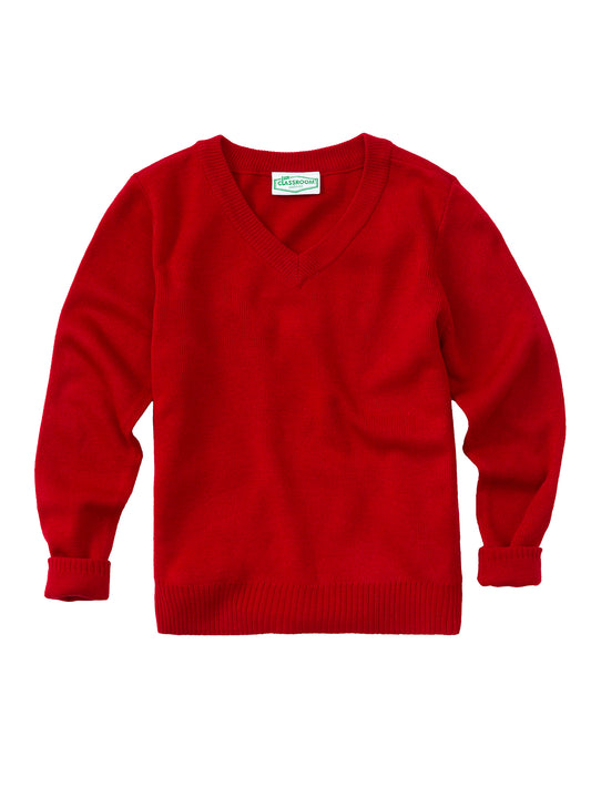 Adult Unisex Long Sleeve V-Neck Sweater - 56704 - Red