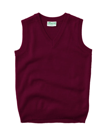 Youth Unisex V- Neck Sweater Vest - 56912 - Burgundy