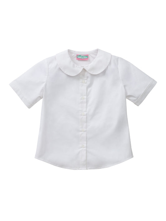 Girls' Short Sleeve Peter Pan Blouse - 57552 - White