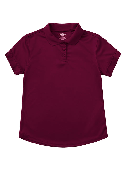 Girls' Short Sleeve Moisture Wicking Polo - 58632 - Burgundy