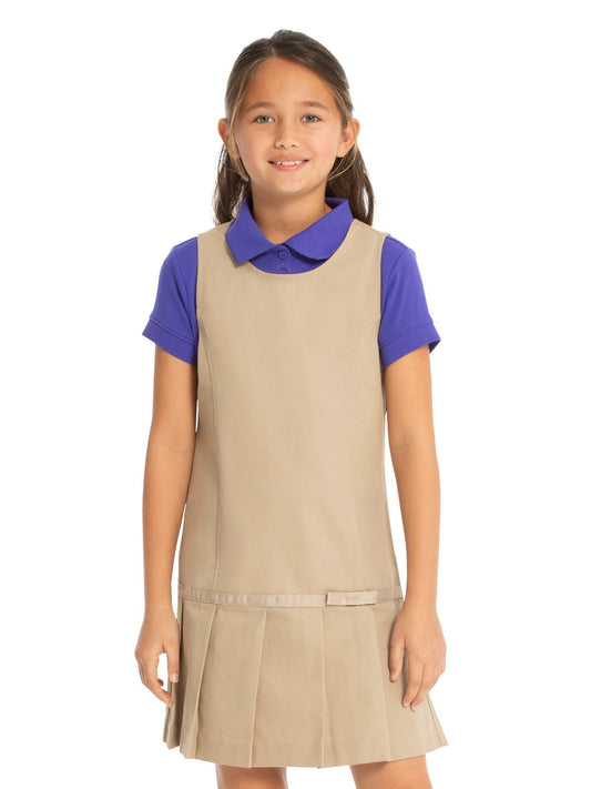 Girls' Youth Drop Waist Jumper w/Ribbon Bow - 64232 - Khaki