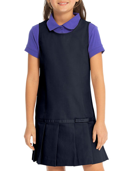 Girls' Youth Plus Drop Waist Jumper w/Ribbon Bow - 64233 - Navy