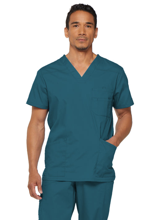 Men's 5-Pocket V-Neck Scrub Top - 81906 - Caribbean Blue