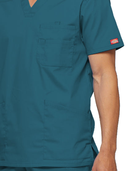 Men's 5-Pocket V-Neck Scrub Top - 81906 - Caribbean Blue